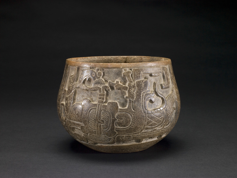 Mayan Vessel with Carved Motifs