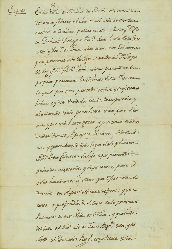 Document Signed Delassus to Madame Chouteau, February 3, 1803