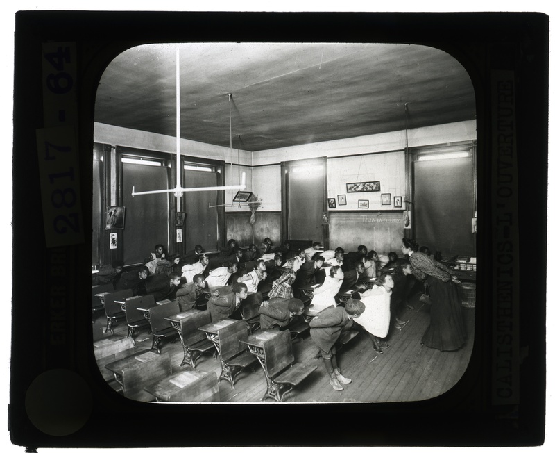 Educational Museum Lantern Slides: Calisthenics at L'Ouverture School