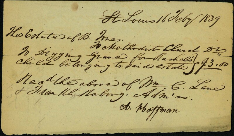 RECEIPT SIGNED A. HOFFMAN, ST. LOUIS, FEBRUARY 16, 1839