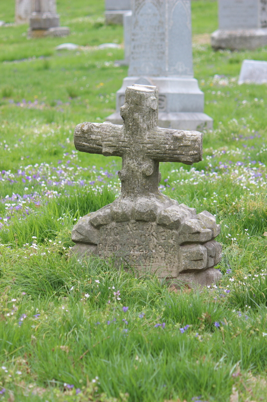 Log Cross Style Gravestone