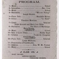 Program for Douglass Class of 1898 Closing Exercises