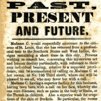 CIRCULAR ANNOUNCING THE RETURN OF "MADAME C.," 1850S