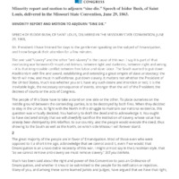 Minority report and motion to adjourn ""sine die"": speech of Isidor Bush, of Saint Louis, delivered. in the Missouri State Convention, June 29, 1863