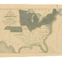 Map showing the comparative area of the northern and southern states, east of the Rocky Mountains.