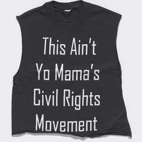 T-shirt worn by Rahiel Tesfamariam at a protest commemorating Michael Brown