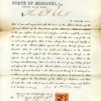 LOYALTY OATH OF MRS. R. P. CLARKE OF MISSOURI, COUNTY OF ST. LOUIS