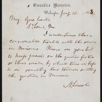 Letter to Major General Curtis from Abraham Lincoln, January 10, 1863.