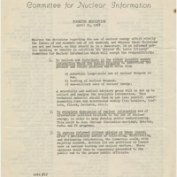 Scanned historic, typed document from the Committee for Nuclear Information.