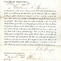 Image 1 of 2  LOYALTY OATH OF CATHARINE R. SPRINGER OF MISSOURI, COUNTY OF ST. LOUIS