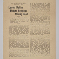 Press Release from the Lincoln Motion Picture Company