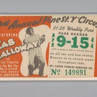 Transit pass for St. Louis Public Service Company depicting Cab Calloway