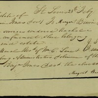 RECEIPT SIGNED MARGARET BROWN, ST. LOUIS, FEBRUARY 20, 1839