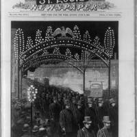 [Parade of delegates on Olive st. on arrival at the Democratic National Convention, St. Louis, Mo. June 1888]