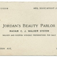 Business card of Jordan's Beauty Parlor-front