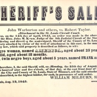 BROADSIDE: SHERIFF'S SALE, NOTICE ABOUT A SALE OF SLAVES (FACSIMILE), AUGUST 13, 1845