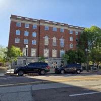 Wide view of the County Police building.