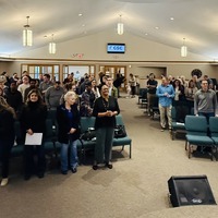 Moments before the beginning of the first official service in new building