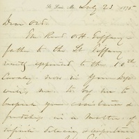 LETTER SIGNED W.T. SHERMAN, HEADQUARTERS ARMY OF THE UNITED STATES, ST. LOUIS, MO., TO [E.O.C.] ORD, JULY 23, 1875