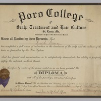 Diploma issued to Lucille Brown from Poro College