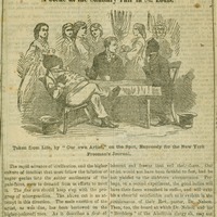 MOUNTED NEWSPAPER CLIPPING TITLED "A SCENE AT THE SANITARY FAIR IN ST. LOUIS," CA. 1864